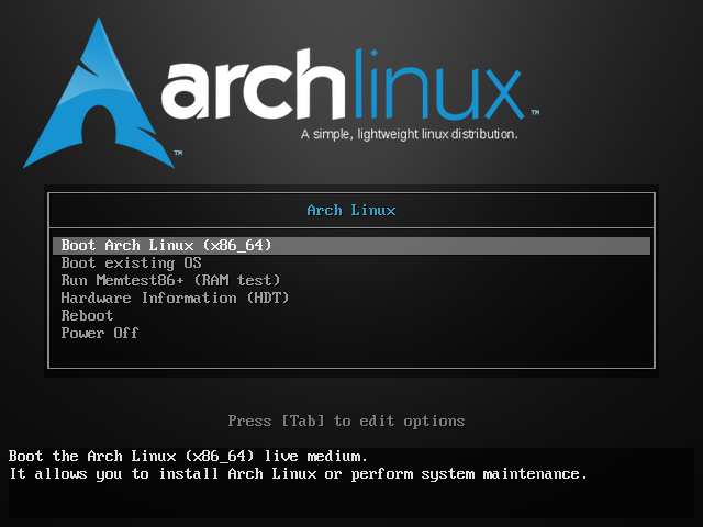 arch boot screen